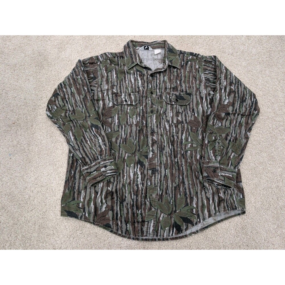 Black Duck Realtree Camo Long Sleeve Button Shirt Down Men's 2XL Large 90's USA